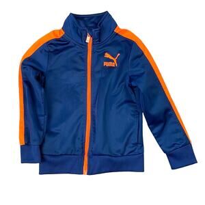 Puma Full Zip Track Jacket Navy Orange Sz 4
